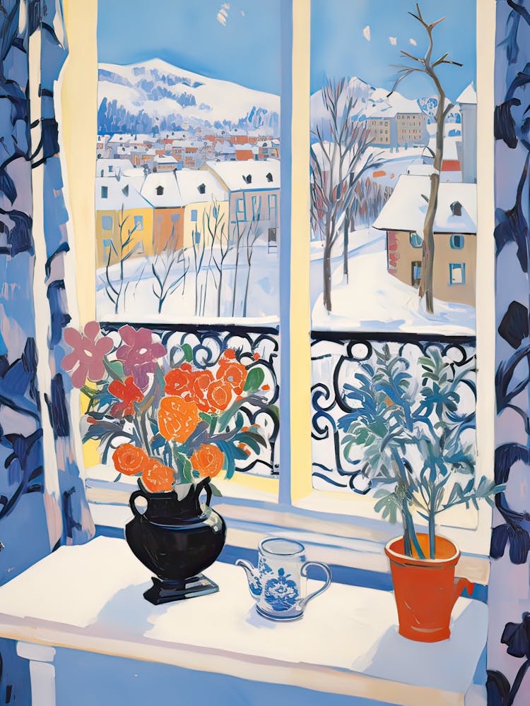 The Windowsill Of Zurich   Switzerland Snow Inspired By Matisse 1