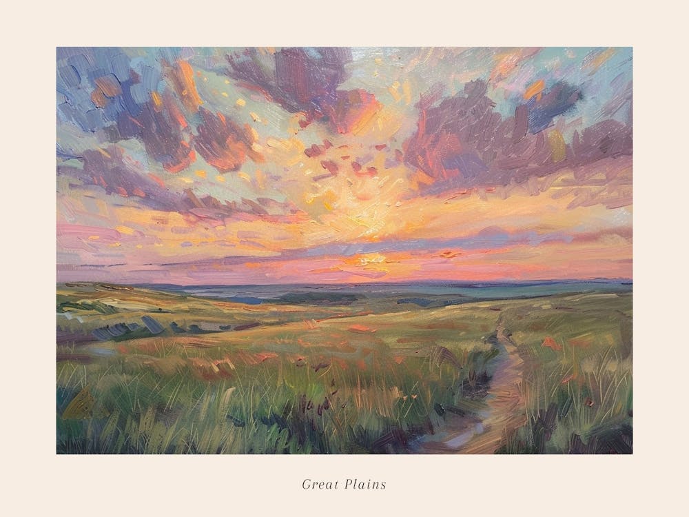 Western Sunset Landscapes Great Plains 3 Poster