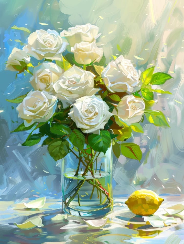 White Roses In A Vase 1