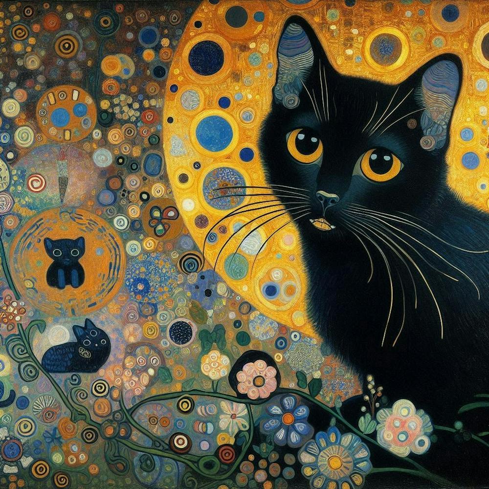 gustav klmit and black cat