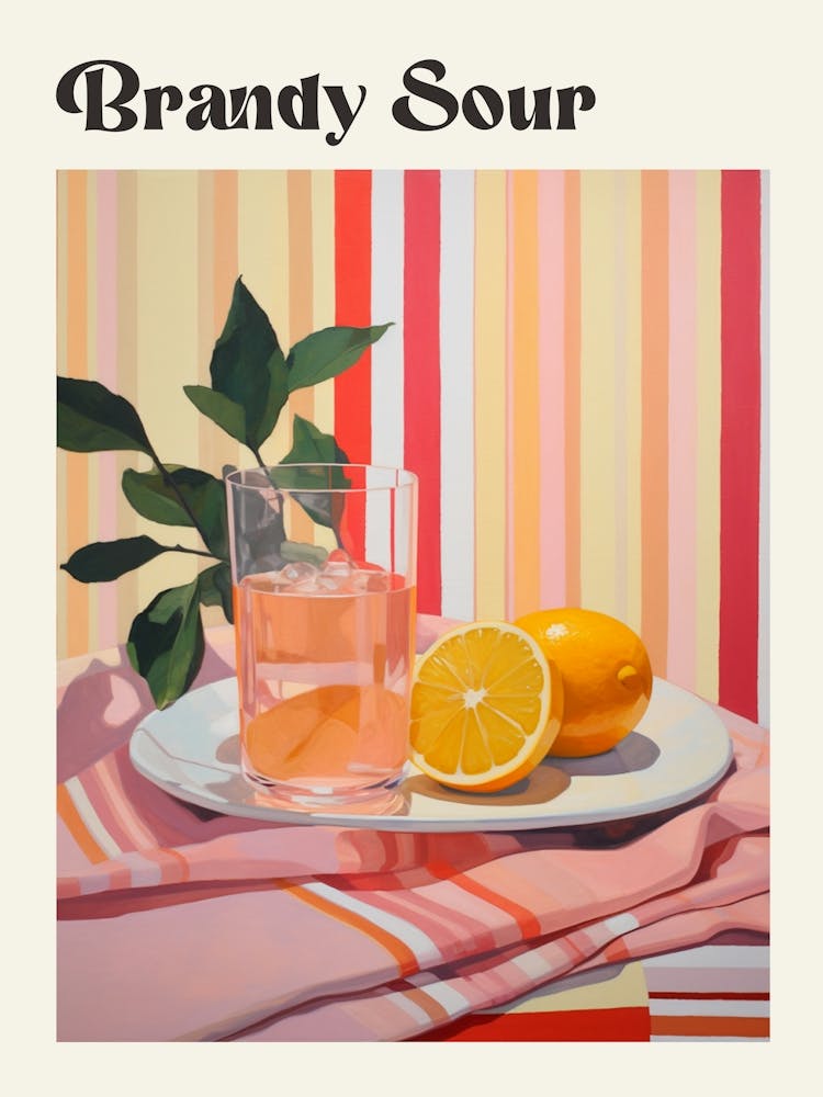 Brandy Sour Retro Cocktail Poster