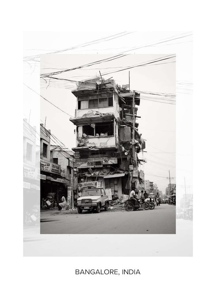 Poster Of Bangalore, India, Black And White Old Photo 4