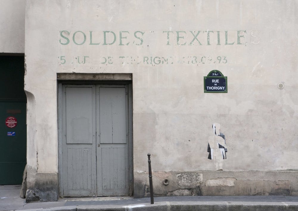 French Wall Sign On Rue De Thorigny Paris