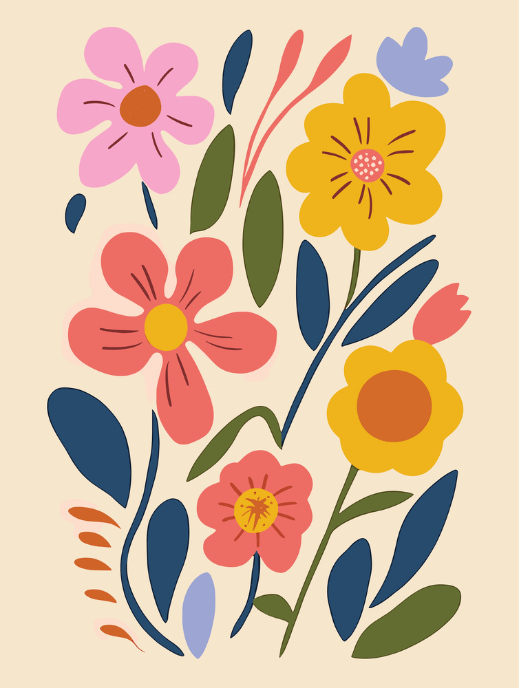 Flowers On A Beige Background 1