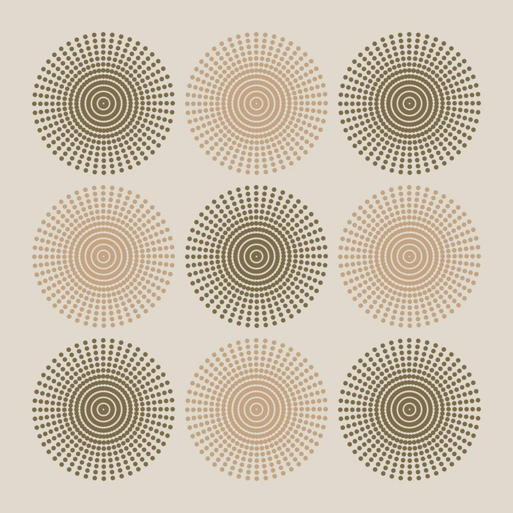 ARIES MANDALA Calming Boho Meditation Abstract Geometric in Earthy Brown and Sand on Beige