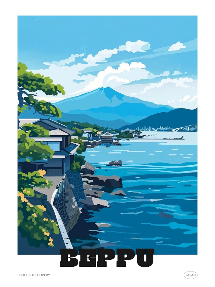 Beppu Japan 2 Colourful Travel Poster