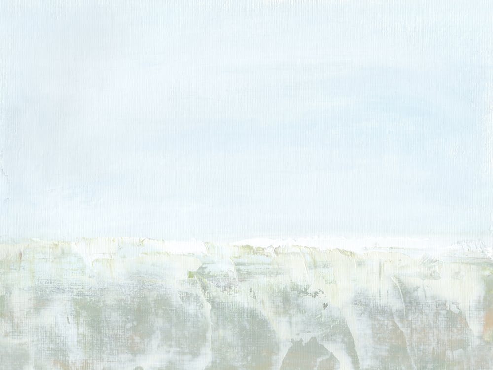 Abstract Coastal Landscape Painting, Ocean Waves Beach Art, Blue Green
