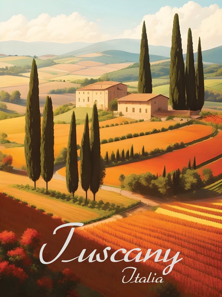 Tuscany Italy Travel Poster
