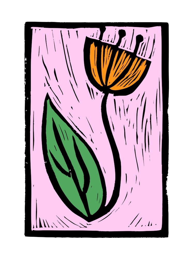 Orange Poppy Lino Print