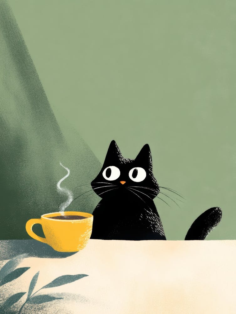 Cat With A Cup Of Coffee 8