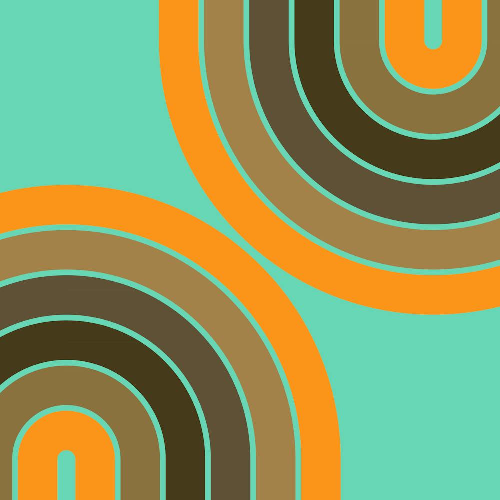 Midcentury Modern Geometric Rainbow Xii In Vintage Theme 02