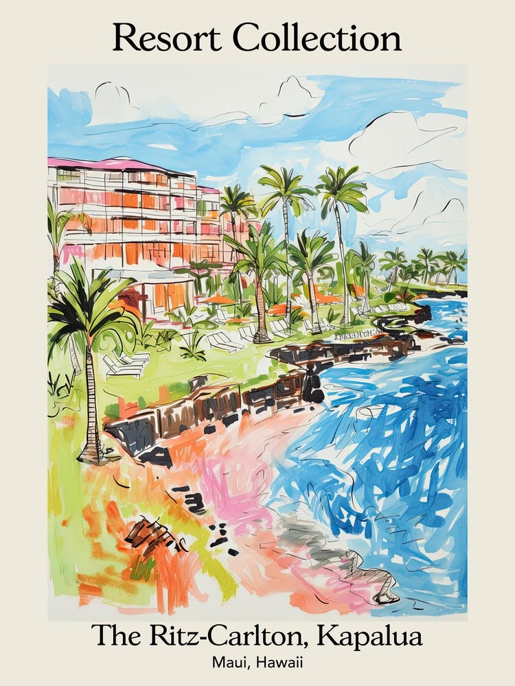 Poster vom The Ritz Carlton, Kapalua, Maui, Hawaii - Resort-Kollektion Märchenbuch-Illustration 1