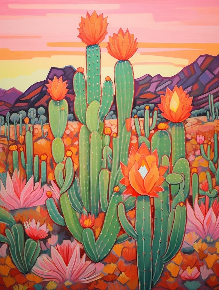 Cactus In The Desert Painting Melocactus