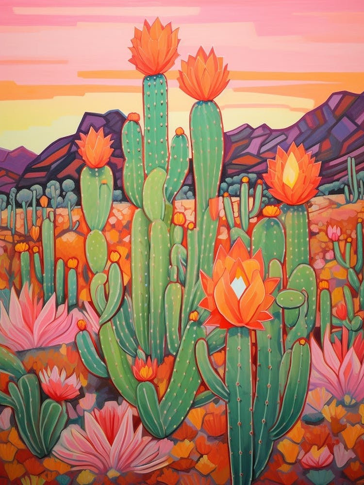 Cactus In The Desert Painting Melocactus