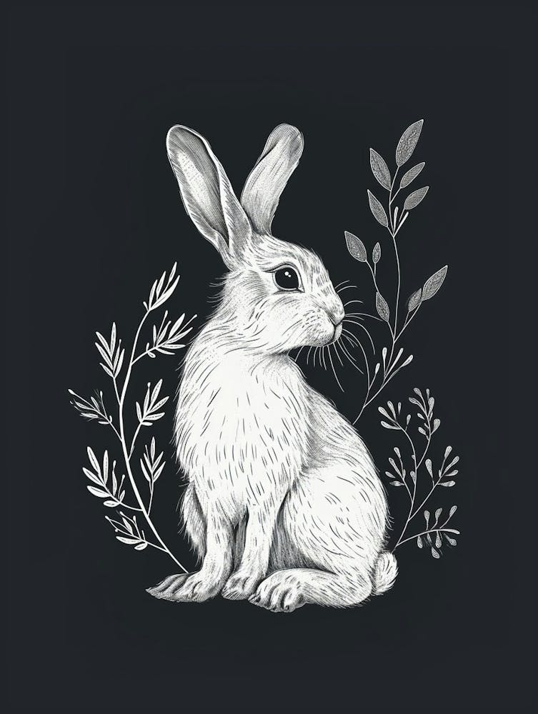 Holland Lop Rabbit Minimalist Illustration 1