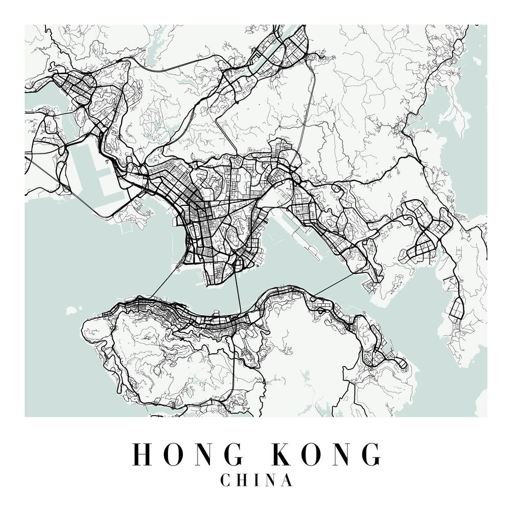 Hong Kong China Street Map Color Square