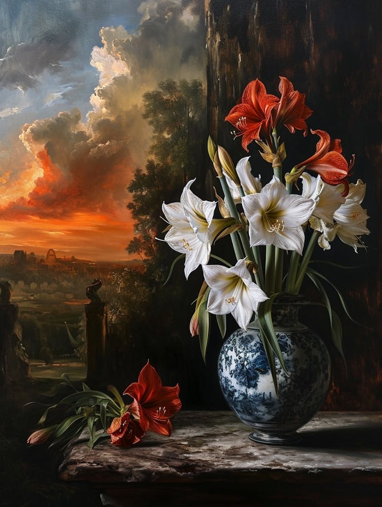 Nature Morte Florale Baroque Amaryllis 8