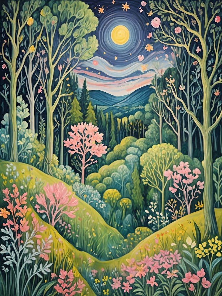 Night In The Forest In Colour