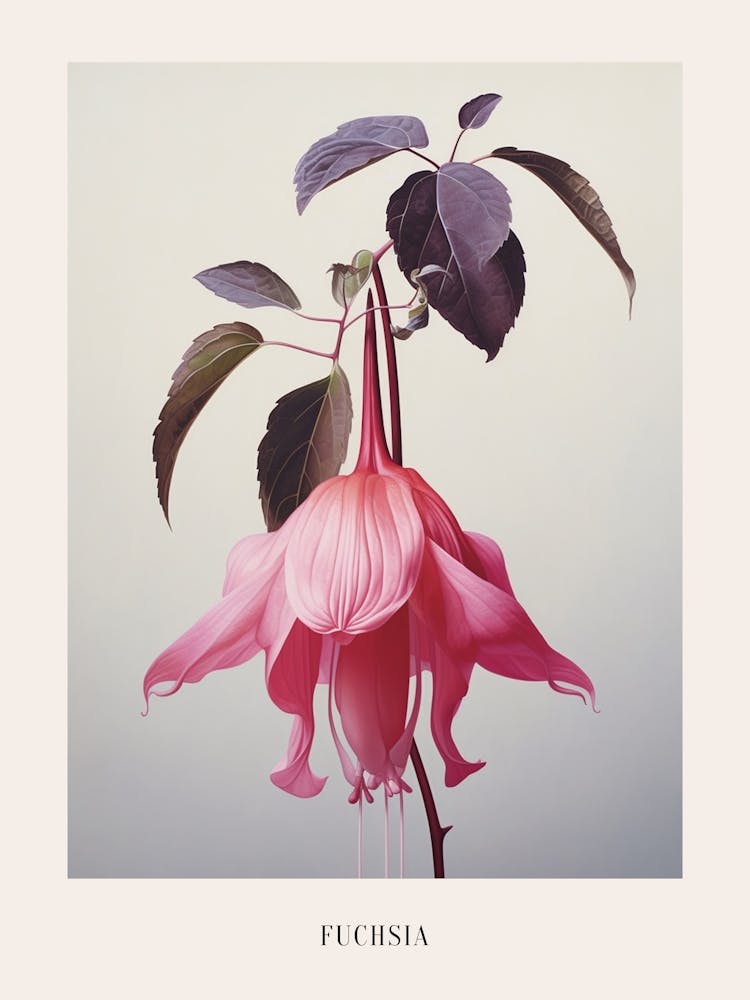Floral Illustration Fuchsia 2 Poster