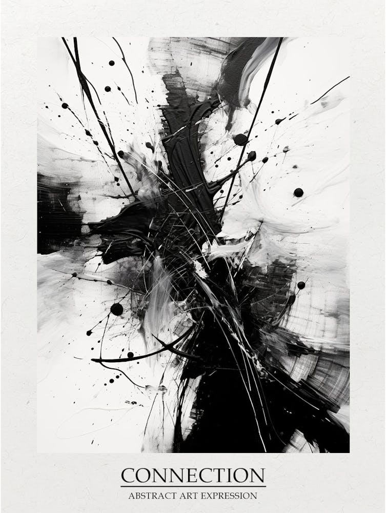 Connection Abstract Black And White 4 Poster