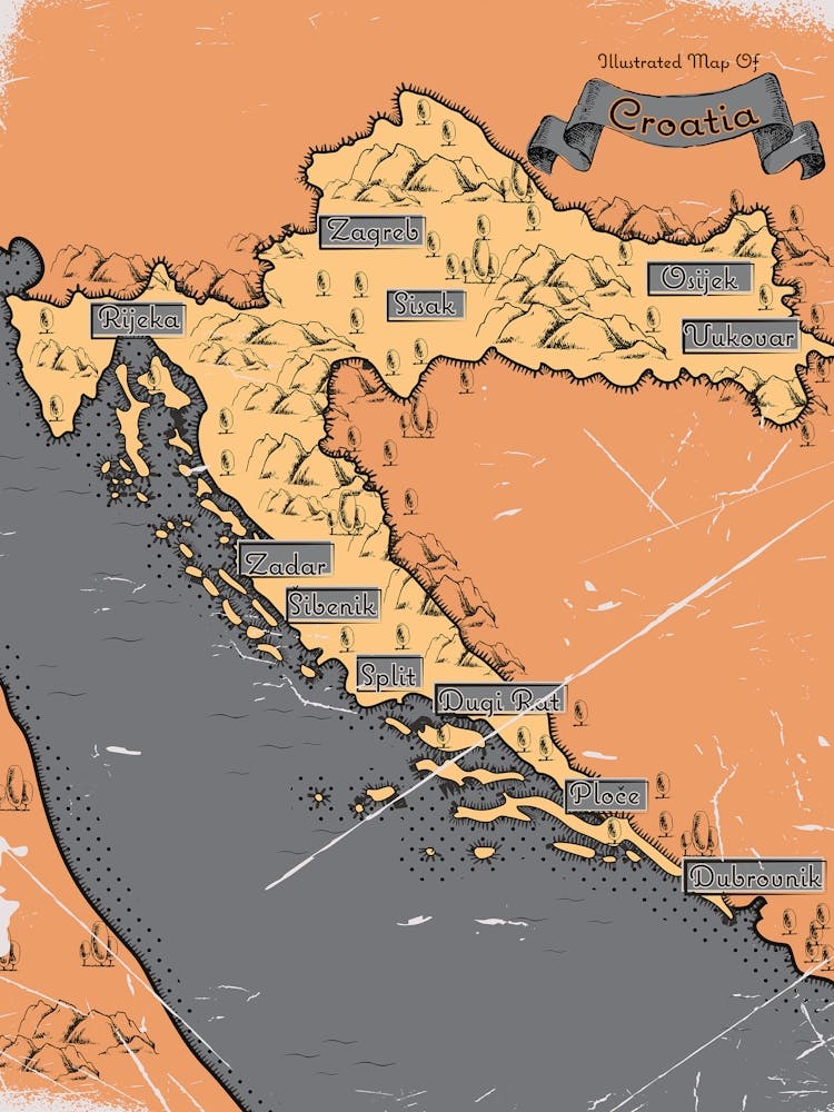 Carte Vintage de la Croatie