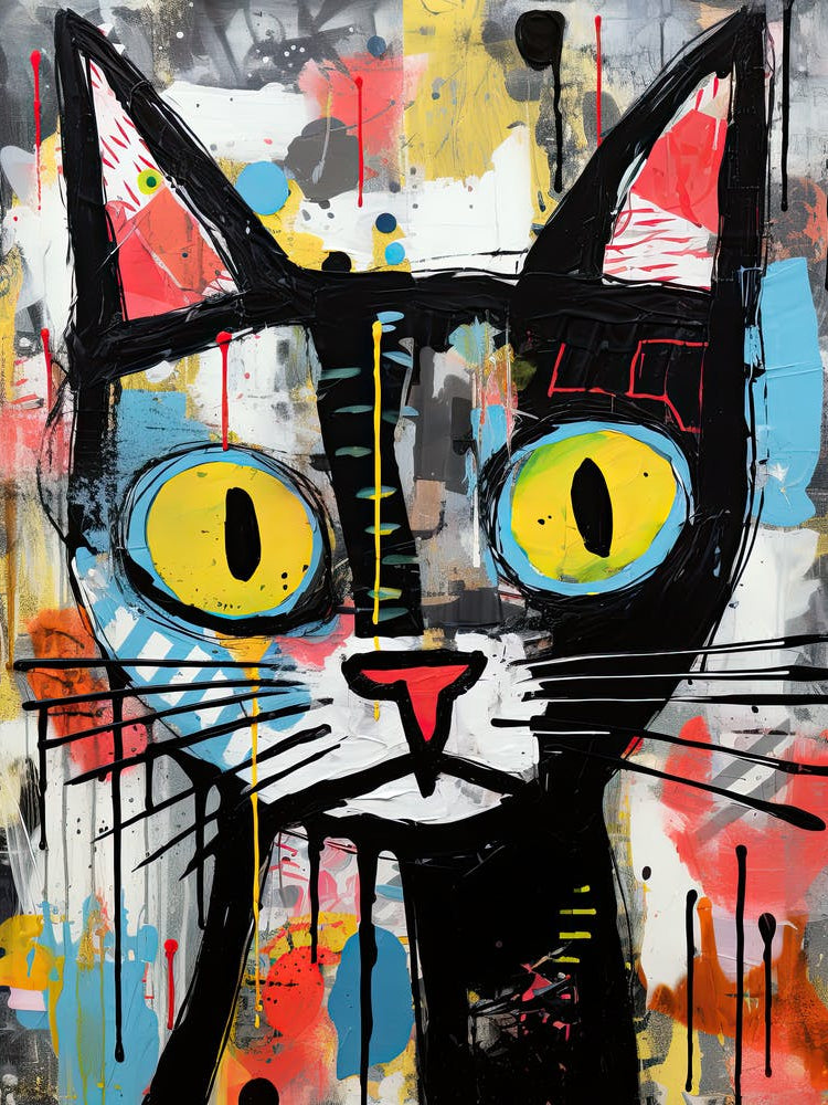 Whisker Cat Dreams: Basquiat's style Feline Revolution
