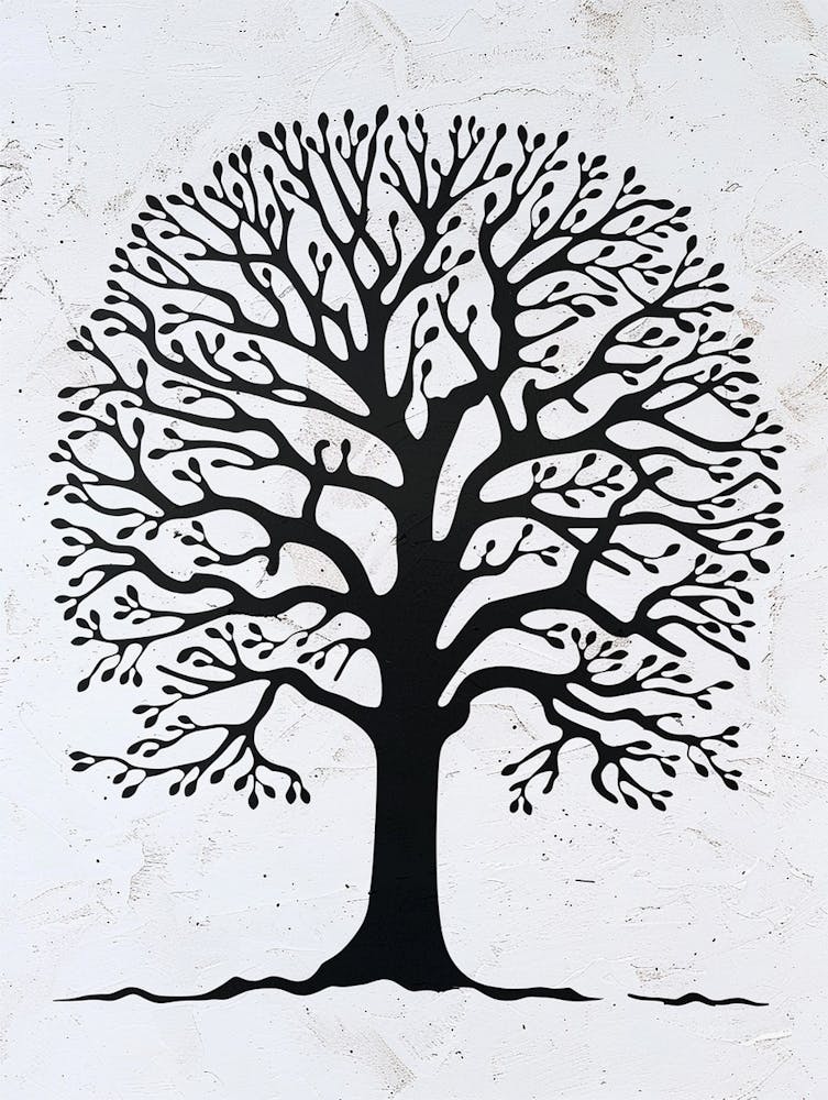 Beech Tree Simple Geometric Nature Stencil 1