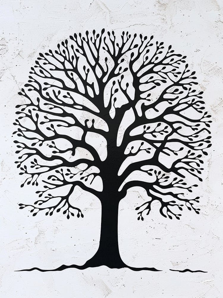 Beech Tree Simple Geometric Nature Stencil 1