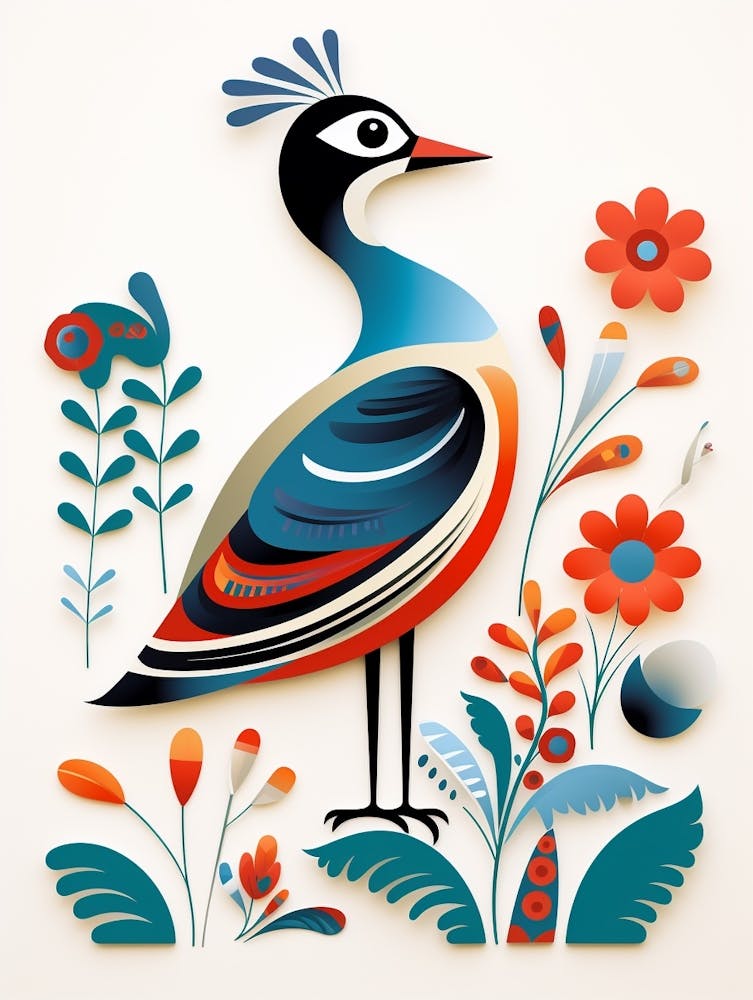 Skandinavische Vogelillustration Kiebitz 1