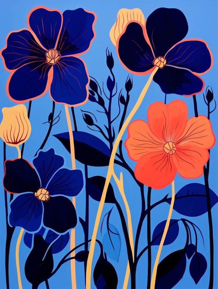 Blue Flower Illustration Nasturtium 1