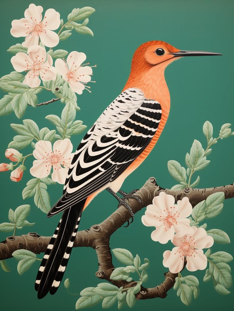 Ohara Koson Inspired Bird Painting Hoopoe 3