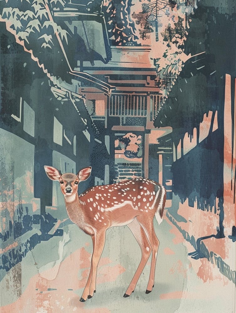 Nara Japan 1 Retro Illustration