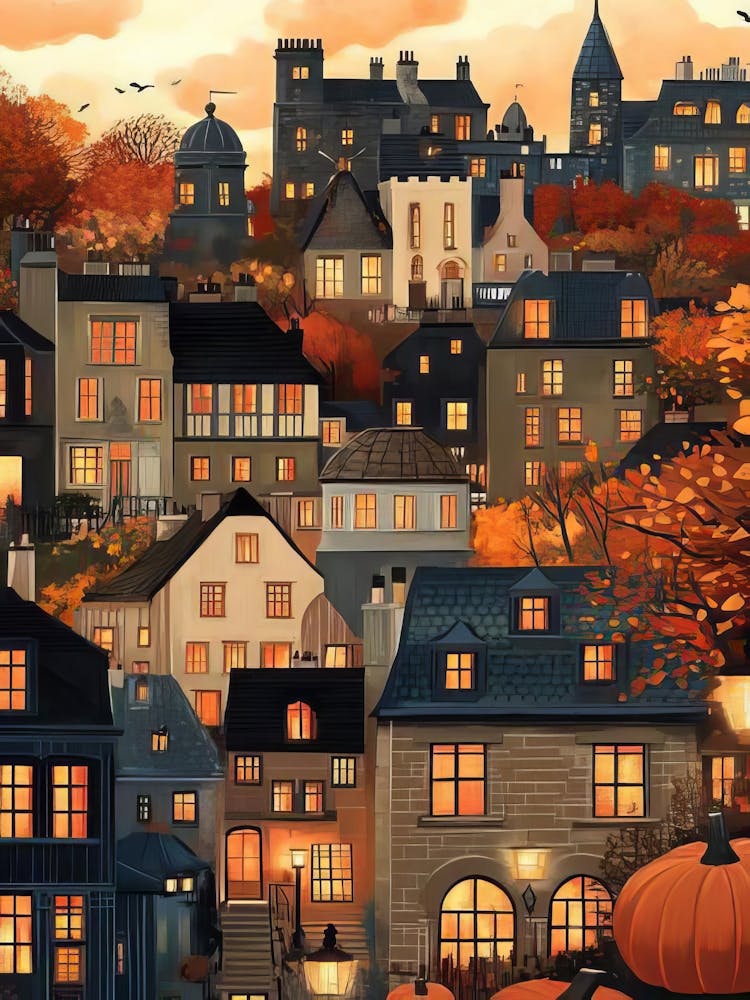 Edinburgh Illustration Edinburgh Print Autumn Scotland Print Cozy Fall Illustration Edinburgh Autumn Print Edinburgh Gift Travel Gallery