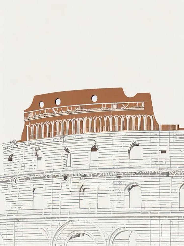 Colosseum Rome Boho Landmark Illustration