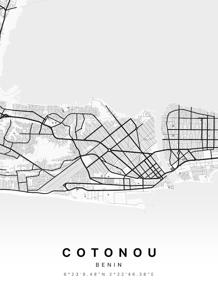 Cotonou Benin White Map