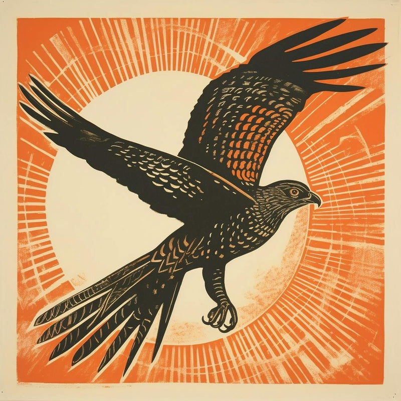 Retro Bird Lithograph Eurasian Sparrowhawk 1