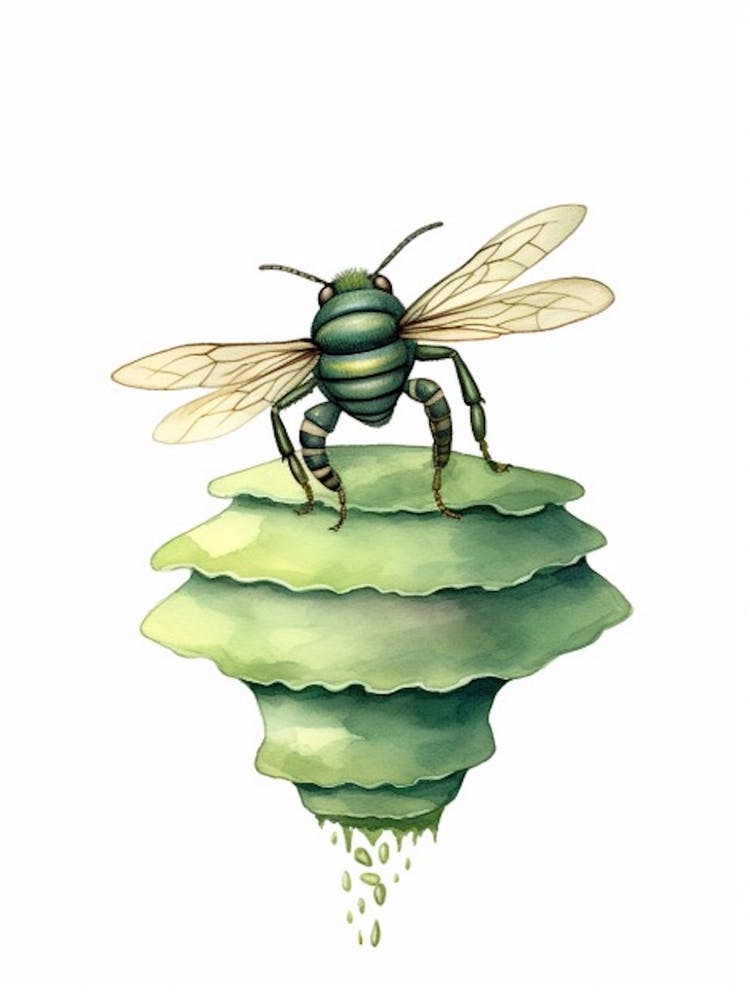 Grüne Schweißbiene Bienenstock Aquarell-Illustration 1