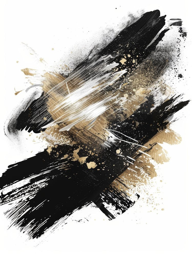Abstract Black And Gold Painting 25