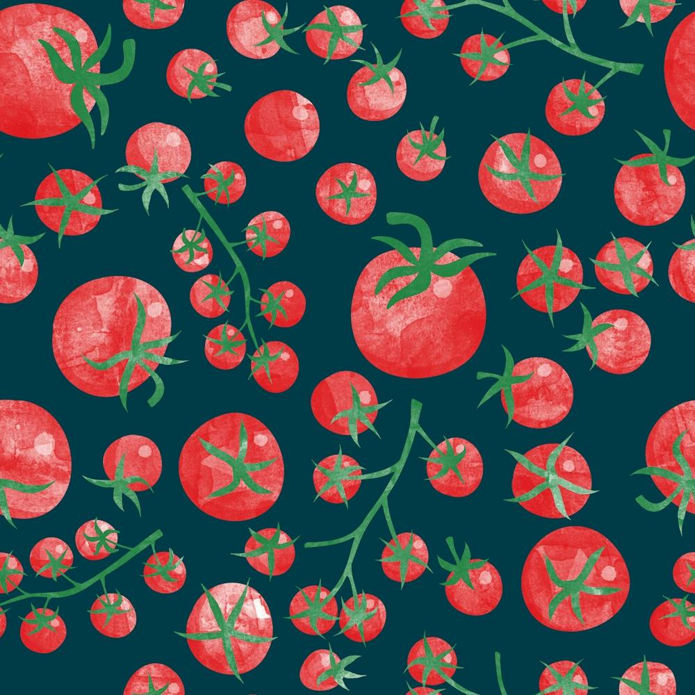 Tomatoes On A Dark Teal Background