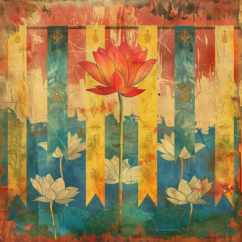 Wesak Banner Texture Featuring Buddhist Prayer F 1718