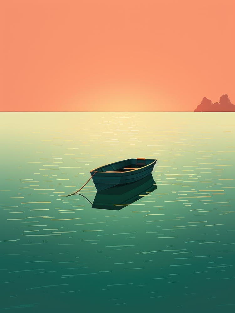 Boat In The Sea At Sunset
