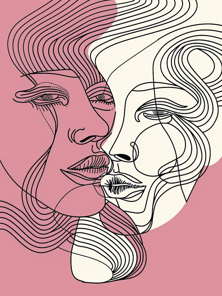 Abstract Portrait Series Pink And White 2
