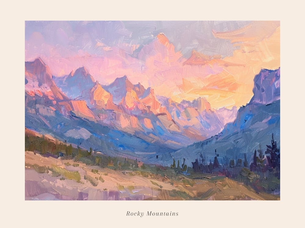 Western Sunset Landscapes Rocky Mountains 5 Poster