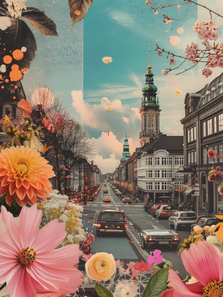 Copenhagen   Floral Retro Collage Style 3