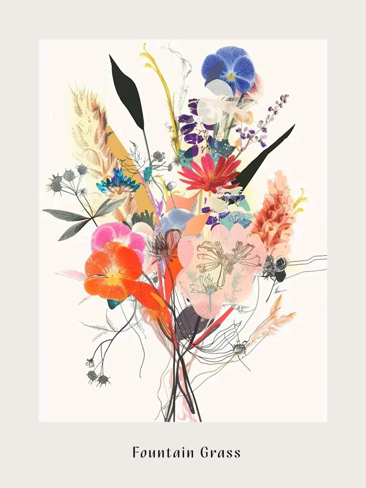 Affiche Bouquet de Fleurs Collage Herbe de la Fontaine 5