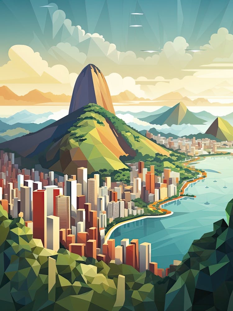 Rio De Janeiro, Brazil, Geometric Illustration 2