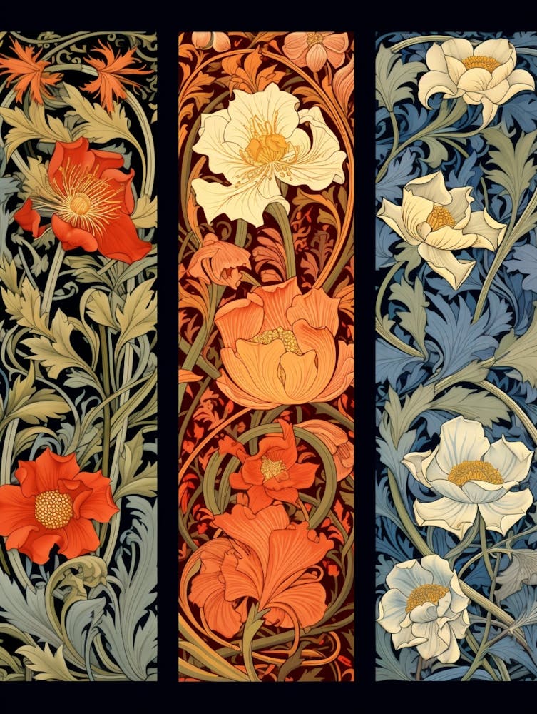 Three Banners With Flowers