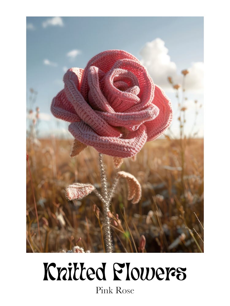 Gestrickte Rosa Rose 4