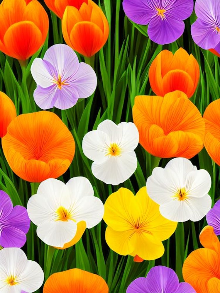 Crocus Repeat Retro Flower