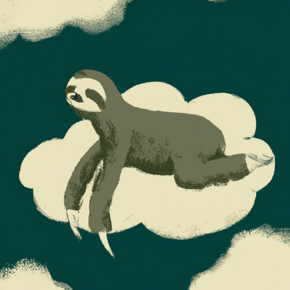 Sloth Floating on Cloud